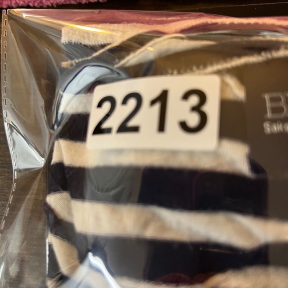 BLUE Saks Fifth Avenue Striped 3/4 Sleeve Top Women's‎ M/M Navy Cream - Picture 9 of 9